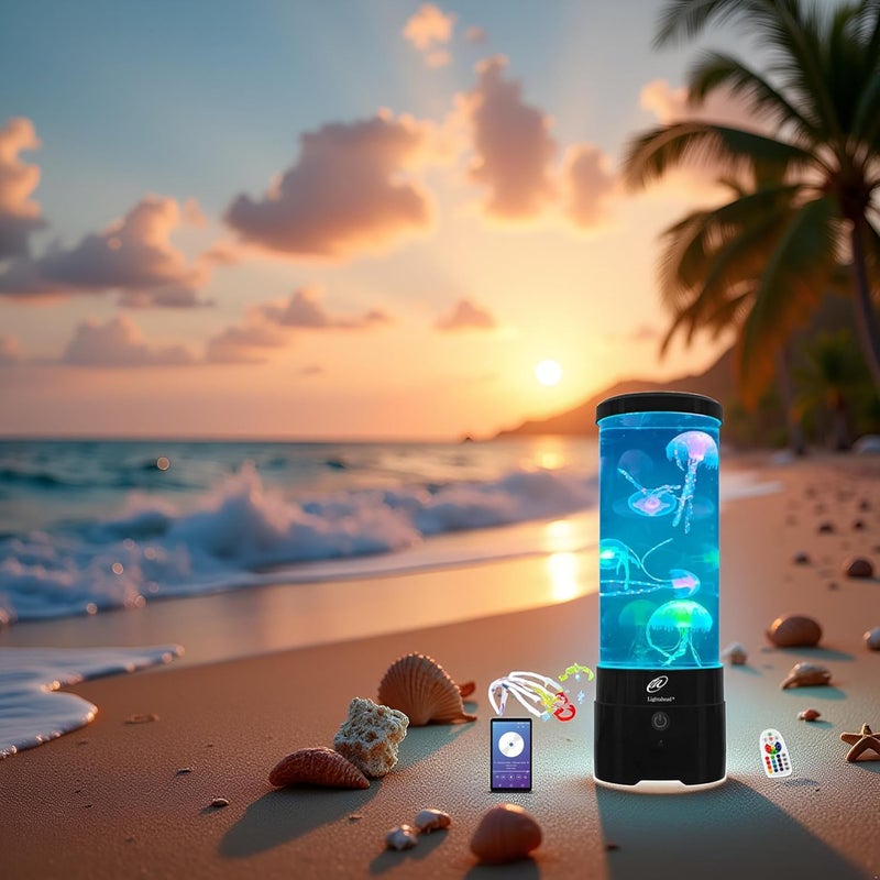 Lightahead LED Sensory Jellyfish Aquarium Lamp with Bluetooth Speaker and Color Changing Light Effects. Majestic and Standing Tall at 16 Inches! Large (16 Inches Tall) - Image 3